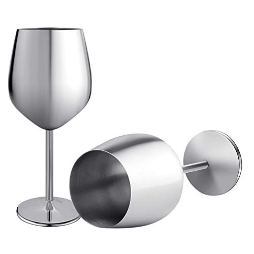 Stainless Steel Unbreakable Stemmed Wine Glasses, Steel Wine Goblets Silver Set of 2, 17 oz Wine Goblets Red White Wine Copper, Shatterproof BPA Free Great for Outdoor Events, Picnic (Silver) Stainless Steel Unbreakable Stemmed Wine Glasses, Steel Wine Goblets Silver Set of 2, 17 oz Wine Goblets Red White Wine Copper, Shatterproof BPA Free Great for Outdoor Events, Picnic (Silver)