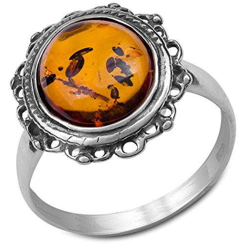Ian and Valeri Co. Amber Sterling Silver Victorian Round Ring Ian and Valeri Co. Amber Sterling Silver Victorian Round Ring