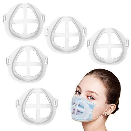 3D Mask Bracket for Comfortable Mask Wearing - Silicone Mask Inner Support Frame - Keep Fabric Off Mouth to Create More Breathing Space - Reusable Washable Translucent 5pcs