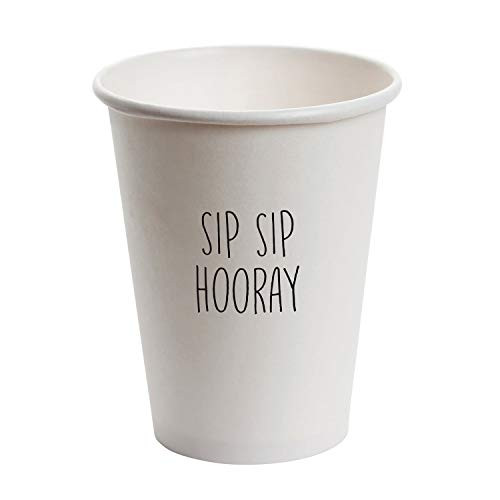 SB Design Studio D2268 Sips Drinkware White Paper Cups Hooray