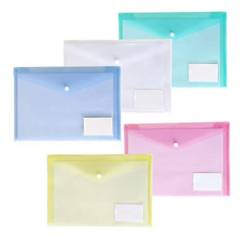 DECTRII Plastic Envelopes Poly Envelopes, 10 Pack Clear File Document Folders US Letter A4 Size File Filling Envelopes with Label Pocket for School Home Work Office Organization