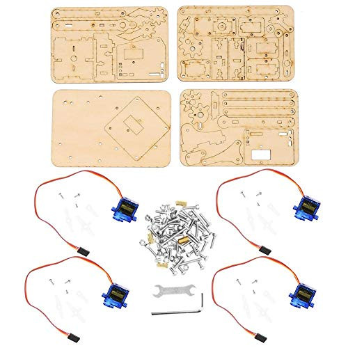Robot Arm Kit,Raspberry Pi SNAM1500 4 DOF Wood Robotic Mechanical Arm sg90 Servo for Arduino DIY Robot Arm