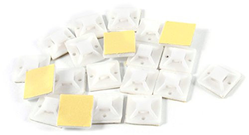 Uxcell Plastic Adhesive Cable Tie Mount Base, 20 x 20 x 7 mm, 20 Piece, White