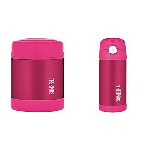 Thermos Funtainer 10 Ounce Food Jar, Pink and Thermos Funtainer 12 Ounce Bottle, Pink Bundle