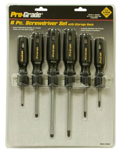 Pro-Grade 19104 Screwdriver Set with Aluminum Rack, 6-Piece