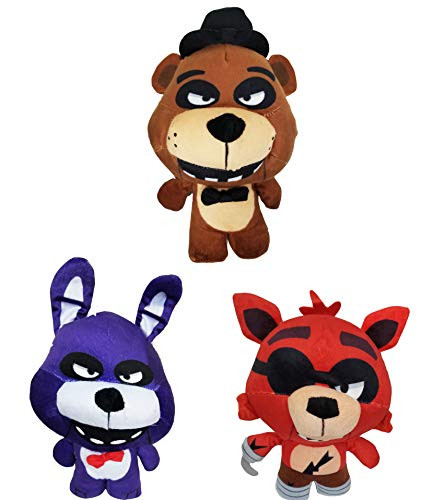 Five Nights at Freddy's Plush Toy - 10" Stuff Animal Plush Toy (Foxy Freddy Bonnie, 3 pc Set)