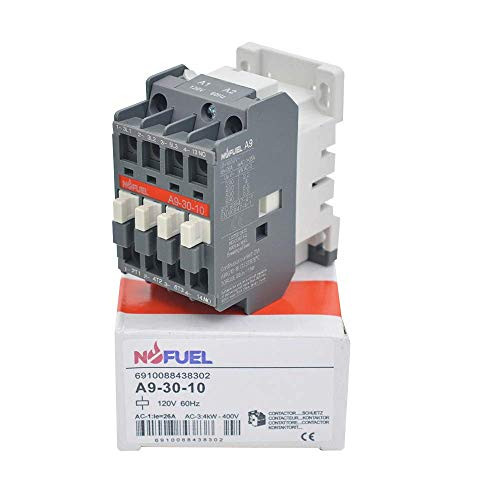 Nofuel IEC Contactor A9-30-10 9A 3 Pole 1NO contactor with an AC 120V coil Direct Replacement for ABB Contactor A9-30-10-84 120V 5HP