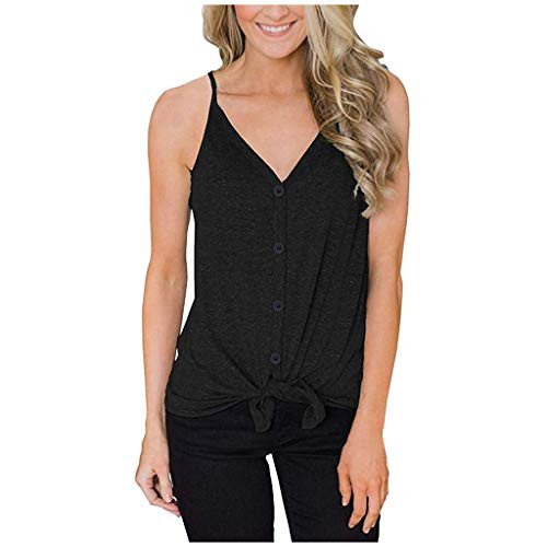 Pan Hui Women's Button Down V Neck Strappy Tank Tops Loose Casual Sleeveless Shirts Spaghetti Strap Cami Shirt Blouses Black Pan Hui Women's Button Down V Neck Strappy Tank Tops Loose Casual Sleeveless Shirts Spaghetti Strap Cami Shirt Blouses Black
