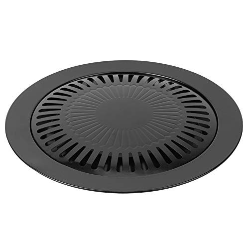 Yevenr Barbecue Grill, Non?Stick Barbecue Plate Round Grill Plate Korean BBQ Tray Barbecue Pan Kitchen BBQ Accessory