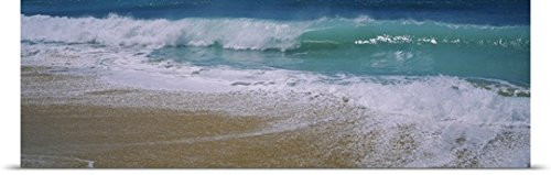 GREATBIGCANVAS Entitled Waves Crashing on The Beach, Kauai, Hawaii Poster Print, 36" x 12", Multicolor