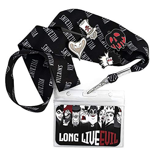 Loungefly X Disney Villains Lanyard with 4 Enamel Pins