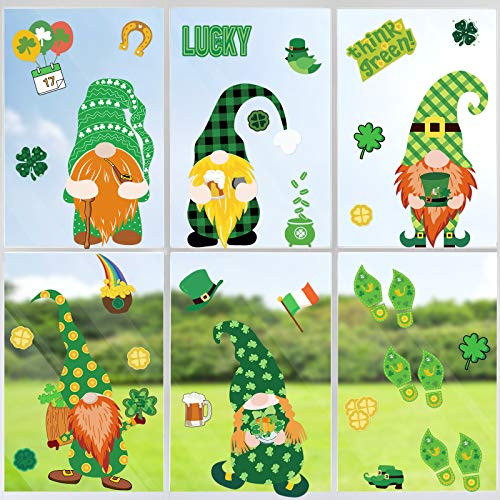 St Patricks Day Window Clings Shamrock Window Clings Stickers for St. Patrick's Day Window Decorations