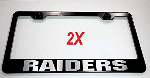Raiders NFL Stainless Steel Black Finished License Plate Frame Holder Rust Free (2)