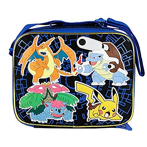 2015 Pokemon Pikachu Black  and  Blue School Lunch Bag