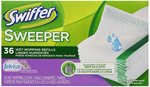 Swiffer Sweeper Wet Mopping Cloths Mop and Broom Fluidoor Cleaner Refills Febreze, Lavender Vanilla and Comfort, 36 Count