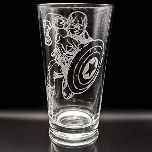 CAPTAIN AMERICA Engraved Pint Glass - Inspired by Marvel - Personalized