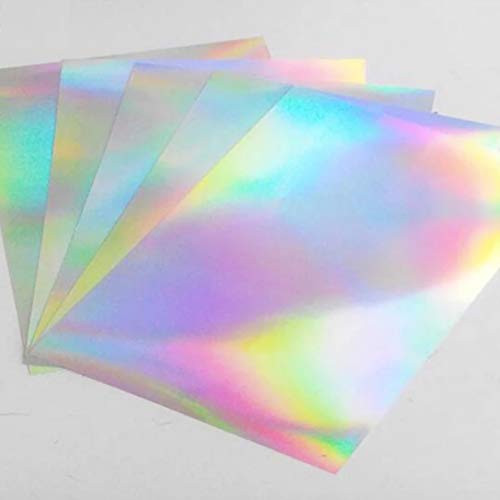 10 Sheets Holographic A4 Size ( 8.25" x 11.7") Printable Vinyl Sticker Paper Waterproof Sticker Paper Rainbow Vinyl Sticker Paper for Inkjet/Laser Printer