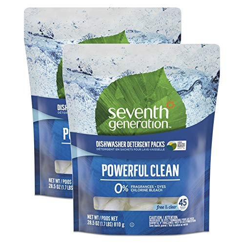 Seventh Generation Fragrance Free Dishwasher Detergent Pack, 45 Count, 2 Pack