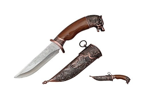 Wuu Jau Co 12.3" Wolf Design Dagger with Engraved Sheath