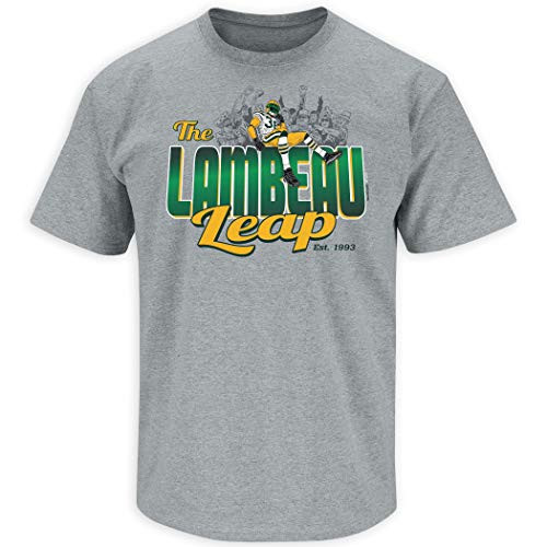 Nalie Sports Green Bay Football Fans. Lambeau Leap Gray T-Shirt (Sm-5X) (Short Sleeve, 2XL)