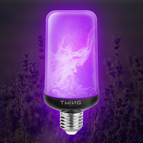 LED Flame Bulb Purple Fire Bulbs 99 LED 6W 4 Modes E26/E27 Base Flickering Fire Light Bulbs with Gravity Sensor for Halloween Christmas Party, Restaurant, Indoor Outdoor Home Decor(1 Pack)