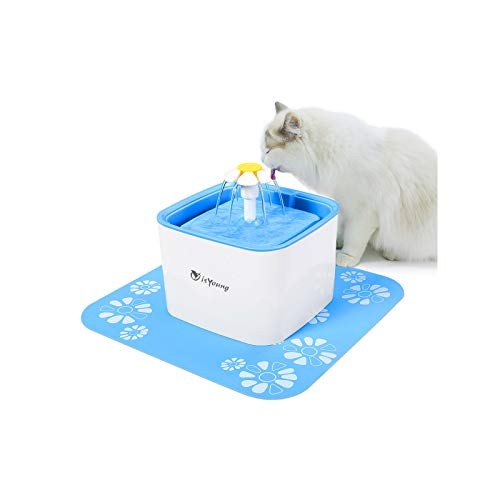 isYoung Pet Water Fountain, 84Oz/2.5L Super Quiet Automatic Electric Water Dispenser, Healthy and Hygienic Cat Drinking Fountain with 2 Replacement Filters for Dogs, Cat and Small Animals isYoung Pet Water Fountain, 84Oz/2.5L Super Quiet Automatic Electric Water Dispenser, Healthy and Hygienic Cat Drinking Fountain with 2 Replacement Filters for Dogs, Cat and Small Animals