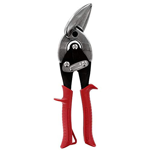 MIDWEST Tool and Cutlery Aviation Snip - Left Cut Offset Tin Cutting Shears with Forged Blade  and  KUSH'N-POWER Comfort Grips - MWT-6510L