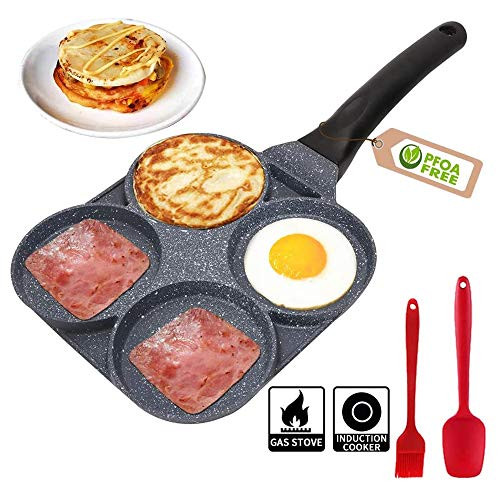4 Cup Egg Frying Pan - Non Stick Egg Pans Divided Egg Cooker Frying Pan - Aluminium Alloy Fried Egg Burger Pan for Breakfast,Pancake,Poached Egg