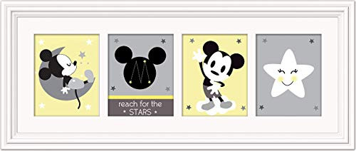 Set of 4 Unframed"Mickey Mouse Moon and Stars" Nursery Wall Art Prints Baby Room Kids Decor