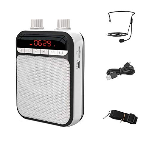 Portable Voice Amplifier, Rechargeable Bluetooth speaker, Portable Audio System with Wired Microphone and Waistband, Suitable for Teachers, Taxi Drivers, Coaches, Training, Tour Guides (Black)