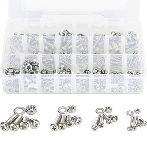 590PCS Bolts and Nuts Assortment, GTERNITY Metric M3 M4 M5 M6 Screws Assorted Hex Head Screws Nuts Washers Kit with Wrench, 304 Stainless Steel (Phillips Pan Head) 590PCS Bolts and Nuts Assortment, GTERNITY Metric M3 M4 M5 M6 Screws Assorted Hex Head Screws Nuts Washers Kit with Wrench, 304 Stainless Steel (Phillips Pan Head)