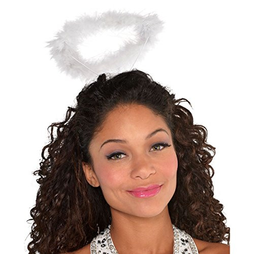 Amscan White Marabou Halo Costume Accessory for Adults, One Size