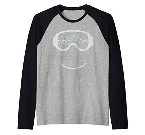Skiing Glasses Funny Mountains Slope Skier Humor Gift Raglan Baseball Tee