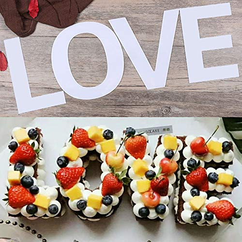 RAYNAG 12-Inch LOVE Alphabet Cake Stencils Flat Plastic Cake Baking Cutting Templates Mold Letters Outlines Mould, DIY Cake Topper Decorations, Food Decorating Stencils