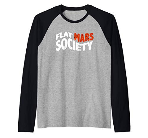 Flat Mars Society Funny Typography Astronomy Theory Science Raglan Baseball Tee