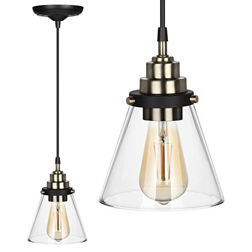DEWENWILS Pendant Lighting, Hanging Light Fixtures with Clear Glass Shade, Industrial Ceiling Pendant Light Fixture for Kitchen Island, Dining Room, Living Room, E26 Base, ETL Listed DEWENWILS Pendant Lighting, Hanging Light Fixtures with Clear Glass Shade, Industrial Ceiling Pendant Light Fixture for Kitchen Island, Dining Room, Living Room, E26 Base, ETL Listed