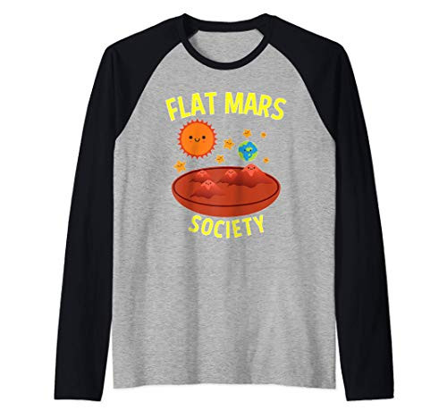 Flat Mars Society T shirt Earth Gifts for Men Women Kids Raglan Baseball Tee