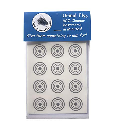 Urinal Fly Toilet Stickers, 12 Packs, Grey Target, 80 percent Cleaner Bathrooms in Minutes
