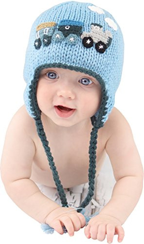 Huggalugs Baby or Toddler Boys Choo Choo Train Earflap Beanie Hat L