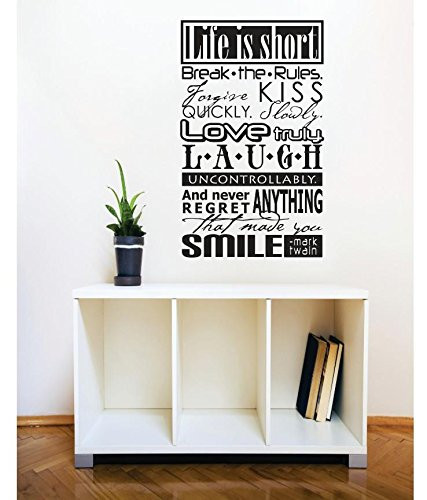 Vinyl Wall Decal Sticker : Life is Short Break The Rules Image Quote Bedroom Bathroom Living Room Picture Art Peel  and  Stick Mural Size: 12 Inches X 18 Inches - 22 Colors Available