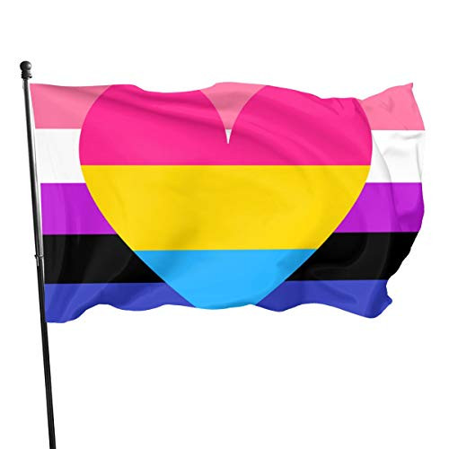 MINIOZE Pan Pansexual Genderfluid Pride Flag Themed Welcome Party Outdoor Outside Decorations Ornament Picks Home House Garden Yard Decor 3 X 5 Ft Jumbo Large Huge Flag
