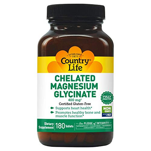 Country Life - Chelated Magnesium Glycinate, 400 mg - 180 Tablets Country Life - Chelated Magnesium Glycinate, 400 mg - 180 Tablets