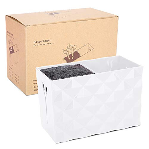 Scissor Holder, Professional Salon Shear Holder for Stylist Scissors Rack Holder Case Hair Clips Storage Box Hairdressing Combs Organizer(White)