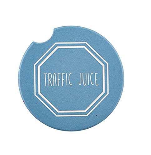 SB Design Studio B4363 Sips Ceramic Car (Console) Coaster, 2.63-Inches, Traffic Juice