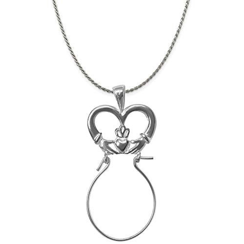 Raposa Elegance Sterling Silver Claddagh Charm Holder on a Rope Chain Necklace, 18" Raposa Elegance Sterling Silver Claddagh Charm Holder on a Rope Chain Necklace, 18"