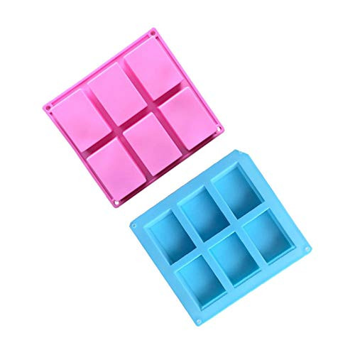 2 Pack Silicone Soap Molds - 6 Cavity Rectangle DIY Soap Molds for Cake, Cupcake, Muffin, Coffee Cake, Pudding and Soap