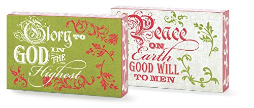 Dicksons Green Glory to God Red Peace on Earth 4 x 6 Reversible Wood Christmas Tabletop Sign Plaque