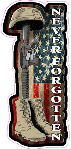 Battle Field Cross Never Forgotten Sticker 16" ? 7.5" for Car Decal Truck Window Laptop Auto Vinyl Motorcycle Helmet
