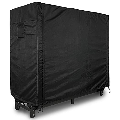 Jorohiker 4FT Firewood Log Rack Cover Heavy Duty Waterproof UV 600D Oxford Outdoor Firewood Storage Cover with Zipper, Black