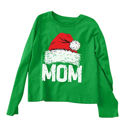Ugly Christmas Sweatshirts for Women Pan Hui Hat Printed Long Sleeve Crew Neck Tops Comfy Pullover Casual Loose Shirts Green